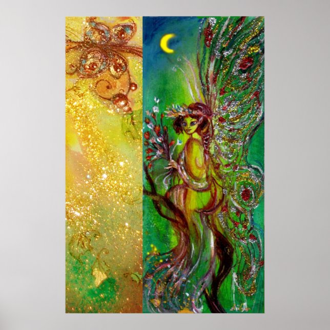 POSTER ÉQUIPEMENT VERT AVEC PARKES FLORAUX OR EN LUMIÈRE (Devant)
