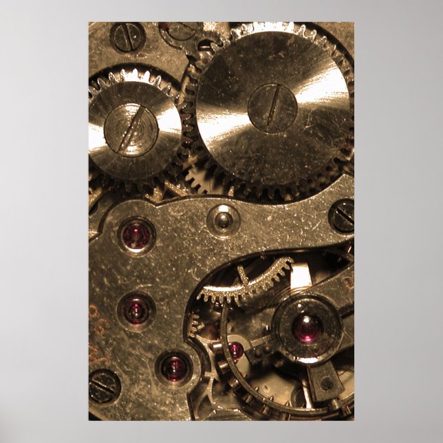 Poster Équipements d'horloge métallique Steampunk (Devant)
