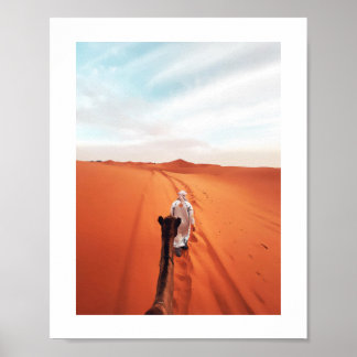 Poster équitation chameau dans le désert de sahara Maroc