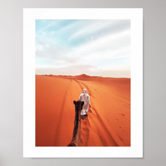Poster équitation chameau dans le désert de sahara Maroc (Devant)