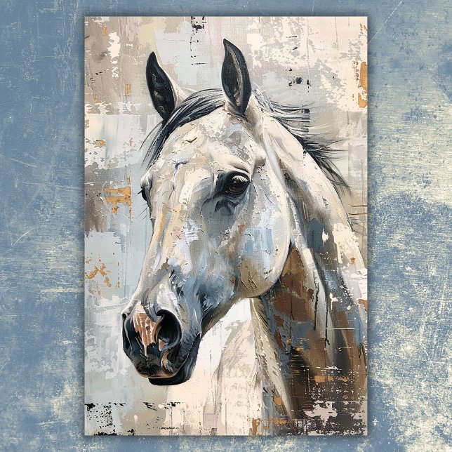 Poster Équitation Moderne – Conception Abstraite de Cheva (Modern Equestrian – Abstract Grey Horse Design Poster)
