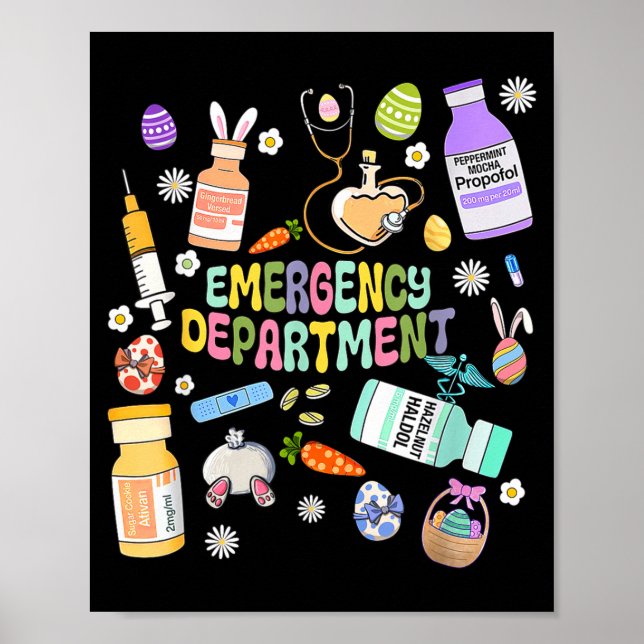 Poster Er Easter Nurse Crew Easter Day Emergency Room Nur (Devant)