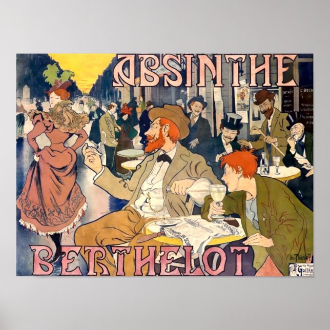 Poster Ere victorienne 1898 Art Nouveau Absinthe Ad (Devant)