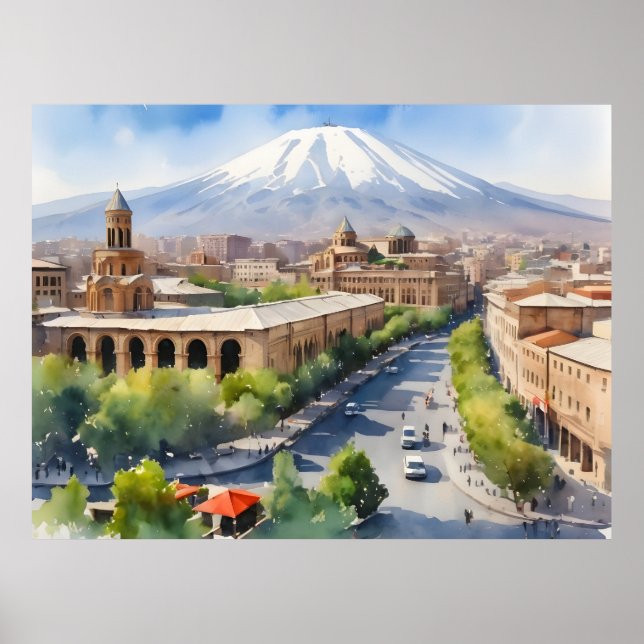 Poster Erevan aquarelle (Devant)