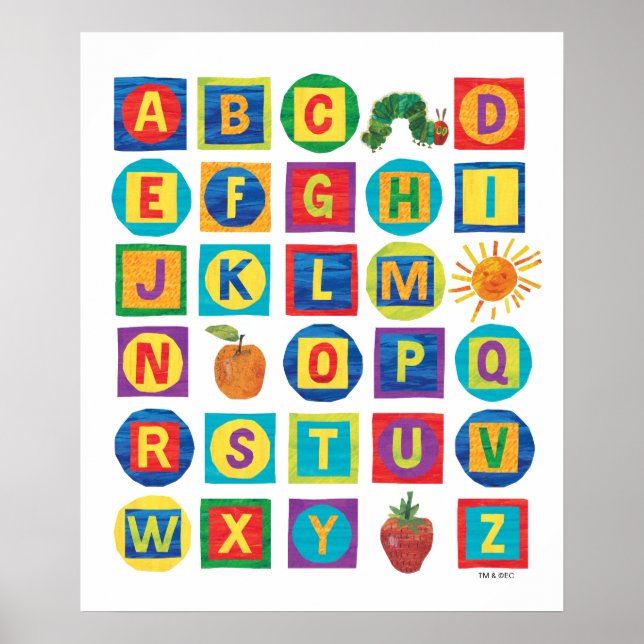 Poster Eric Carle | Motif de blocs alphabets (Devant)