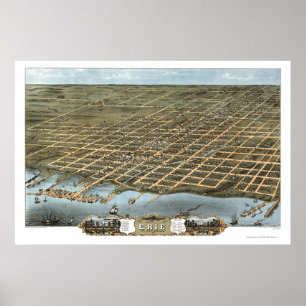 Poster Erie, PA Panoramic Map - 1870