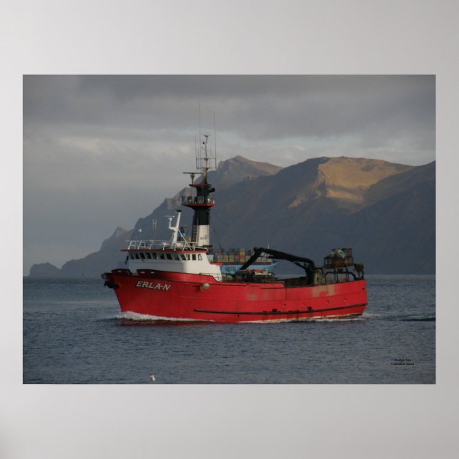 Poster Erla N, Bateau de crabe en hollandais Harbour, Ala (Devant)