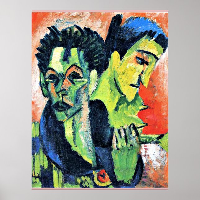 Poster Ernst Kirchner - Auto-portrait double (Devant)