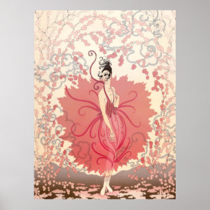 Poster Erté - Dame rose