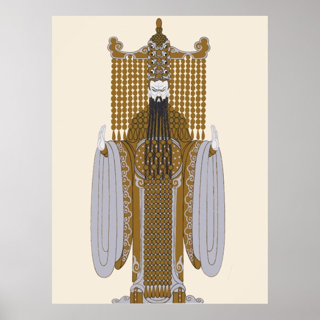 Poster Erté - Design de costume pour un Mandarin, Aladin (Devant)