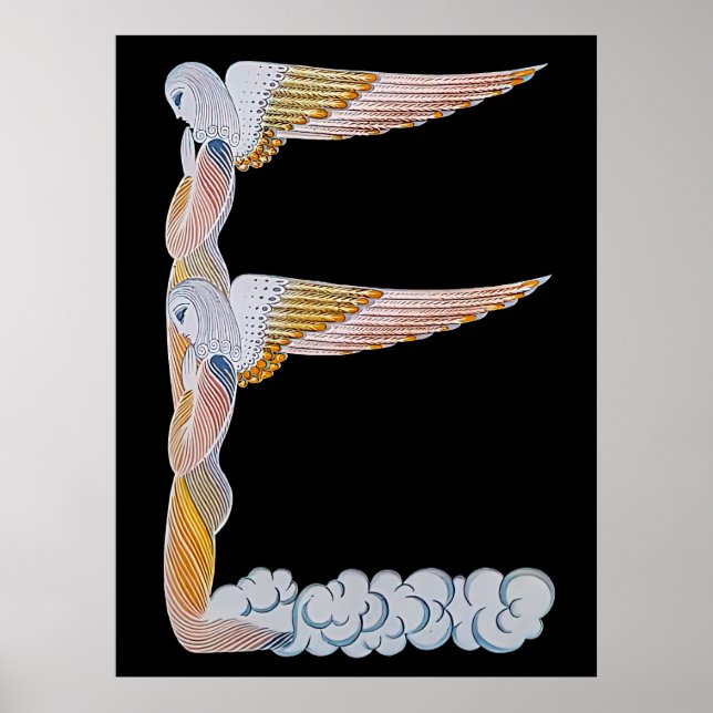 Poster Erté - La lettre E de la suite Alphabet, 1976 (Devant)