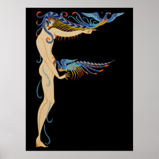 Poster Erté - La Lettre F de la Suite Alphabet, 1976