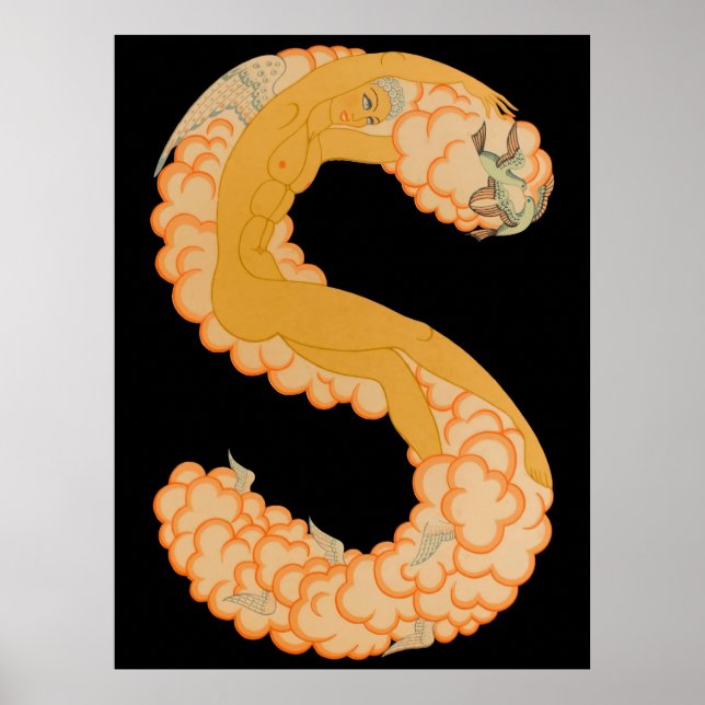 Poster Erté - La Lettre S de la Suite Alphabet, 1976 (Devant)