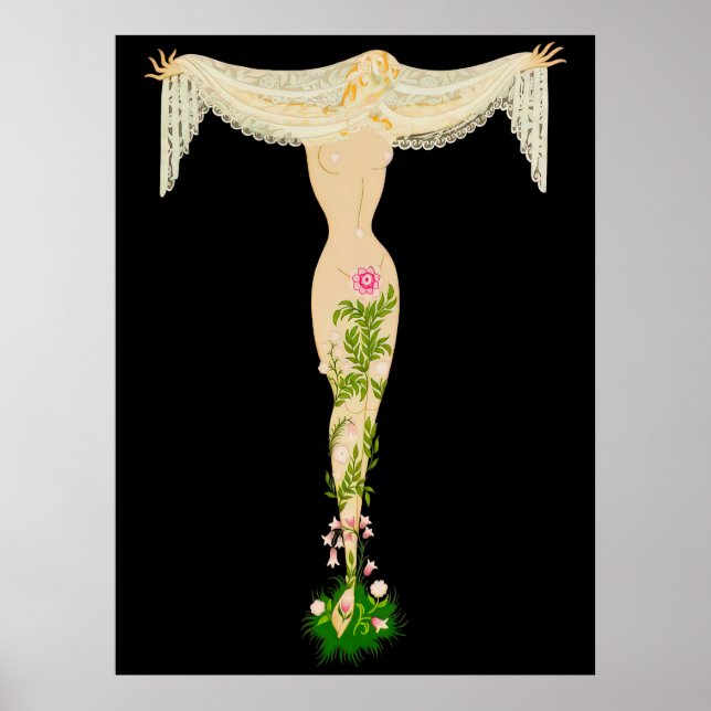 Poster Erté - La Lettre T de la Suite Alphabet, 1976 (Devant)