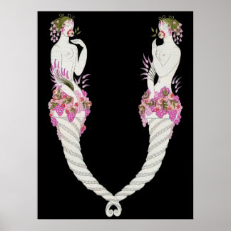 Poster Erté - La Lettre V de la Suite Alphabet, 1976