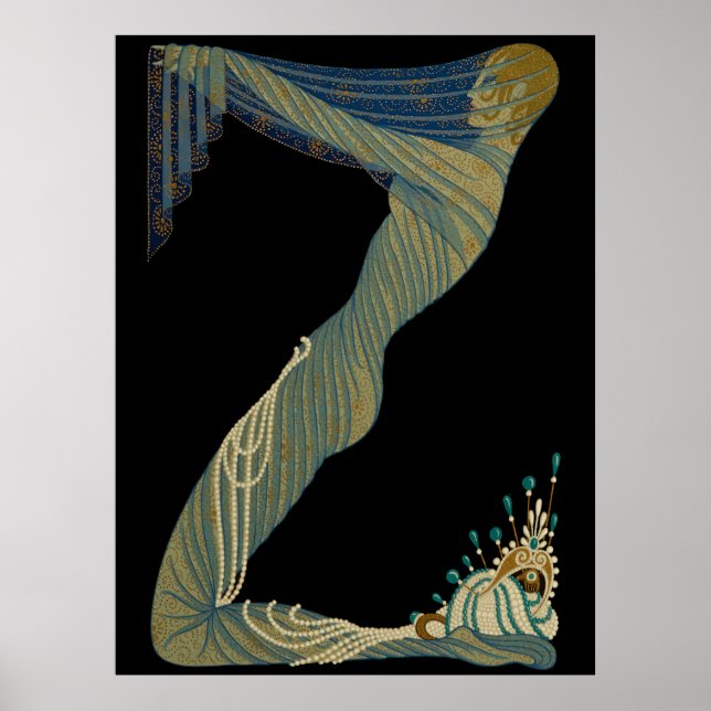 Poster Erté - La lettre Z de la suite Alphabet, 1976 (Devant)