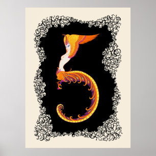 Poster Erté - La Suite Numéraux, Le Numéro 5
