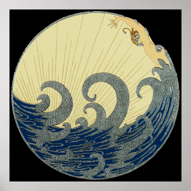 Poster Erté - La Vague [Version Nocturne] (Devant)