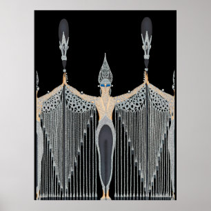 Poster Erté - Les Bijoux de Perle [Noir]