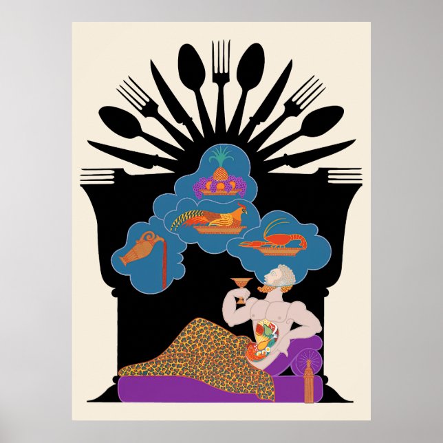 Poster Erté - Les Sept Péchés Mortels Suite, Gluttony (Devant)