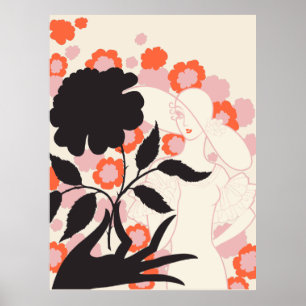 Poster Erté - Rose noir
