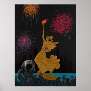 Poster Erté - Statue de la Liberté (Nuit)
