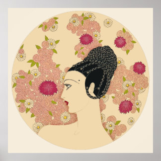 Poster Erté - Suite Rose & Carnations