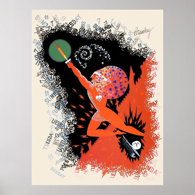 Poster Erté - Suite Zodiac, Aries (Devant)
