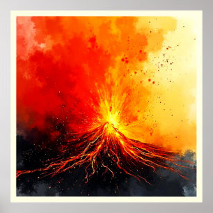 Poster Éruption volcanique Art Abstrait