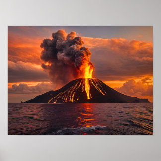 Poster Éruption volcanique dans l'océan