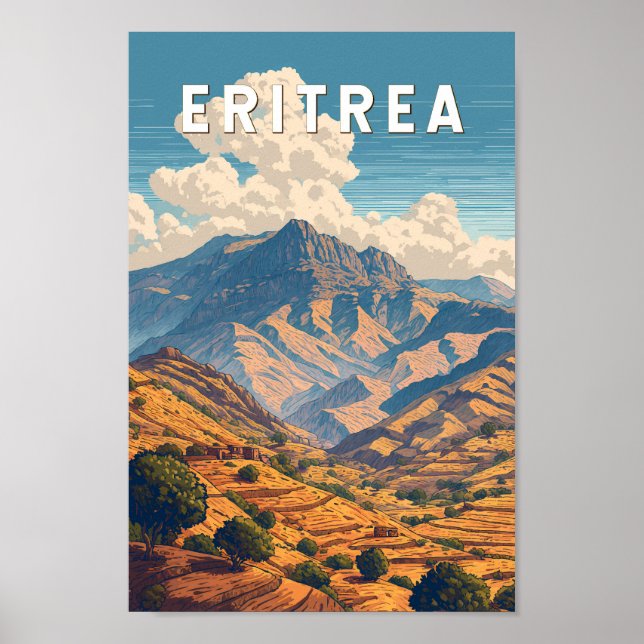 Poster Erythrée Illustration Voyage Art Vintage (Devant)