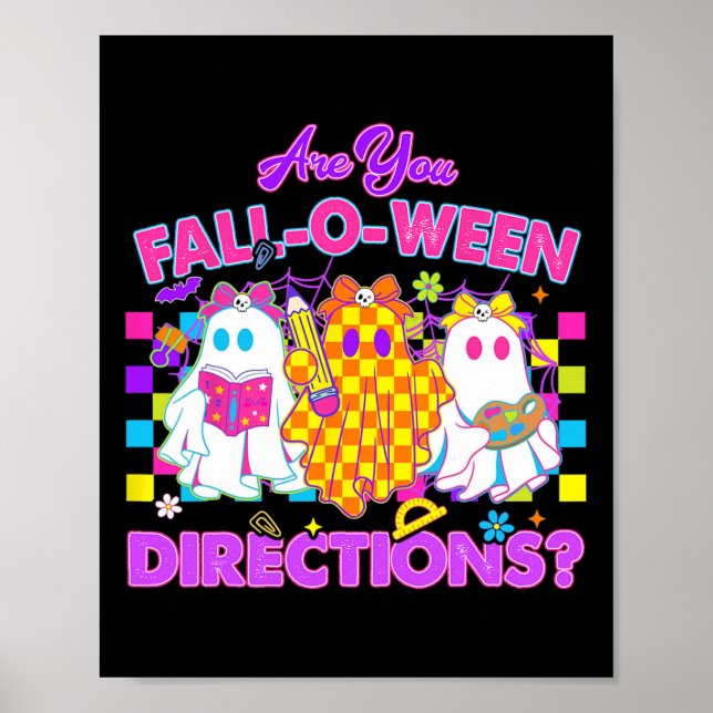 Poster Es-tu Fall-o-ween Directions Mignonne Enseignant F (Devant)