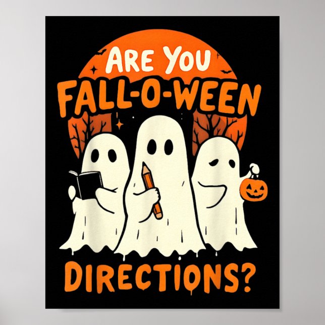 Poster Es-Tu Tombé O Quand Direction Halloween Enseignant (Devant)