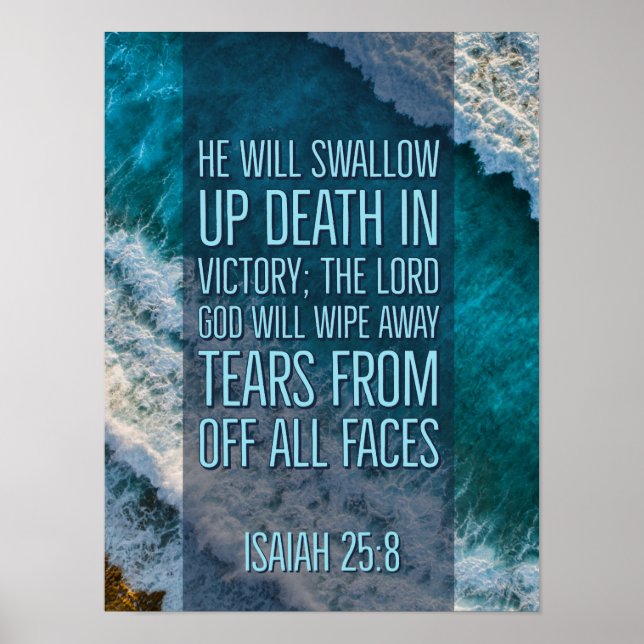 Poster Ésaïe 25:8 Verse de la Bible (Devant)