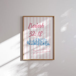 Poster Ésaïe 32:18 Verset Bible Paisible Dwelling Rose