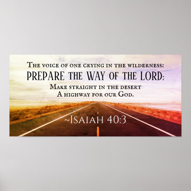 Poster Ésaïe 40:3 Préparez le chemin du Seigneur, la Bibl (Devant)