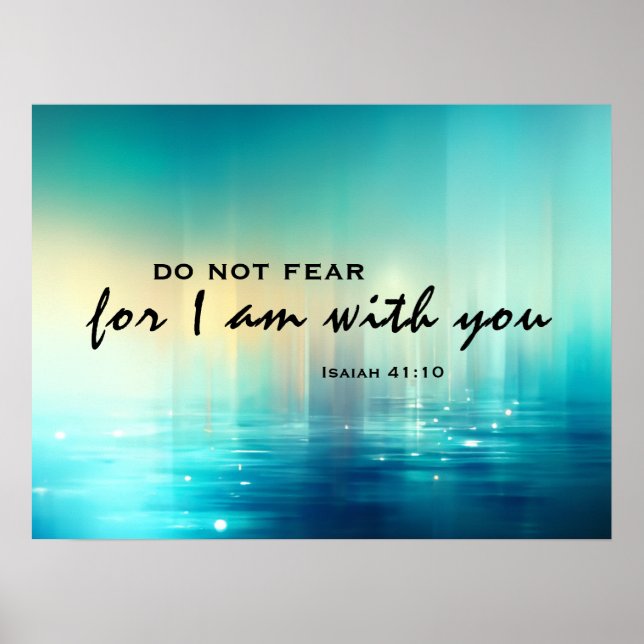 Poster Ésaïe 41:10 Je suis avec vous Bible Verse Bleu (Devant)