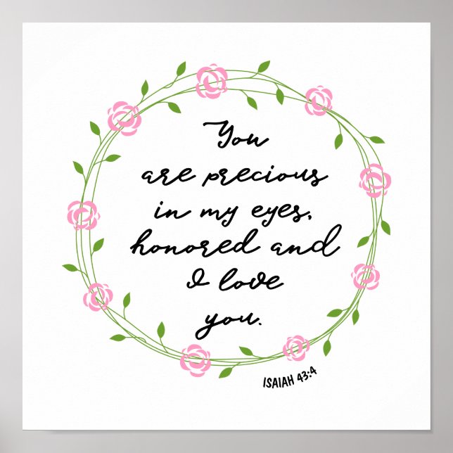 Poster Ésaïe 43:4 Précieuse dans mes yeux Bible Verse cou (Devant)
