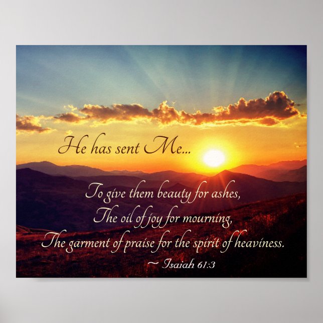 Poster Ésaïe 61:3 Le vêtement de louange, Verse de la Bib (Devant)