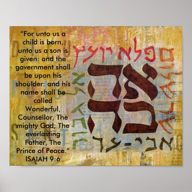 Poster Ésaïe 9: 6 : "Pour nous, un enfant naît, pour... (Devant)