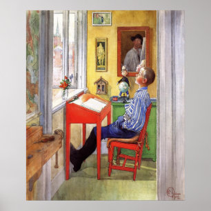 Poster Esbjorn faisant ses devoirs par Carl Larsson