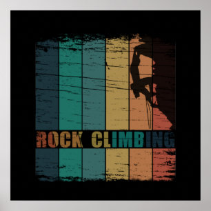 Poster Escalade de rochers grimpeur vintage