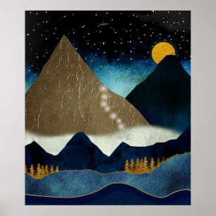 Poster Escalade en montagne d'or