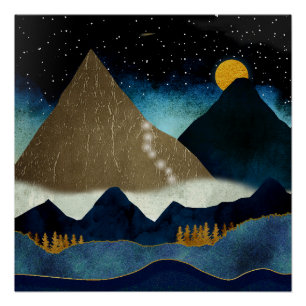 Poster Escalade en montagne d'or