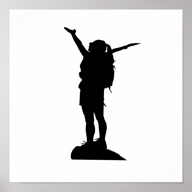 Poster Escalade montagne fille silhouette (Devant)