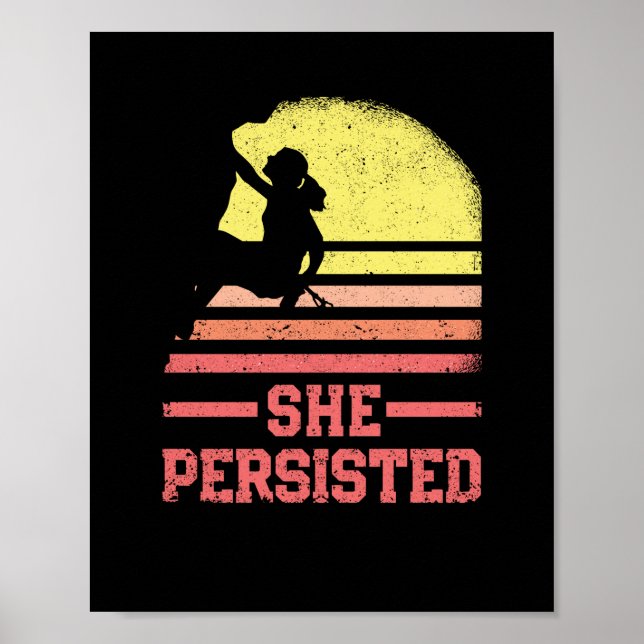Poster Escalade Rock Femme Climber Silhouette Retro (Devant)