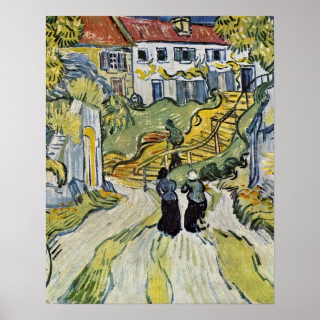 Poster Escalier d'Auvers par Vincent Willem van Gogh (Devant)