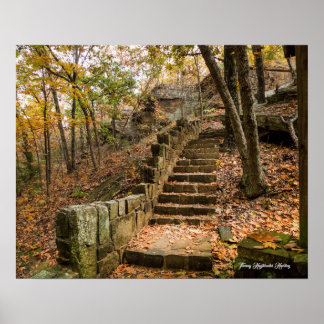 Poster Escalier de pierre en automne - Heavener, Oklahoma