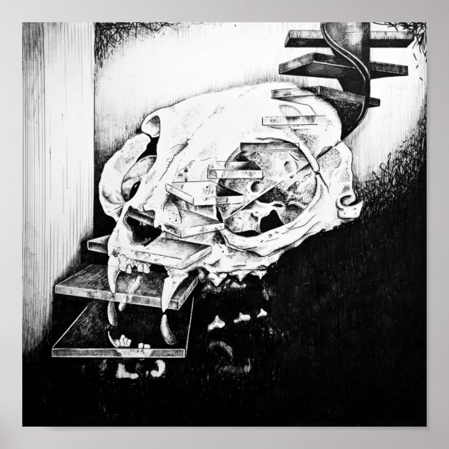 Poster Escalier descendant du crâne de chat (Devant)