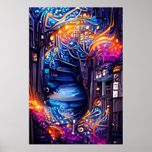 Poster Escalier d'Imaginaire coloré